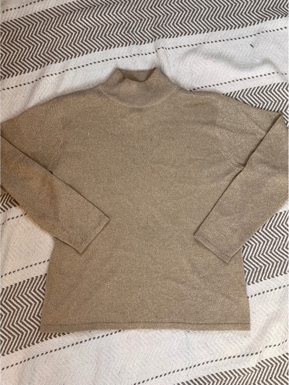 Talbots Petite Small Metallic Silk Blend Turtleneck Sweater